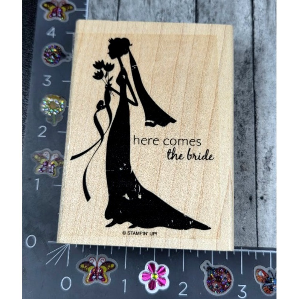 Stampin' Up! Here Comes The Bride Silhouette Flowers Rubber Stamp Wood #Q81